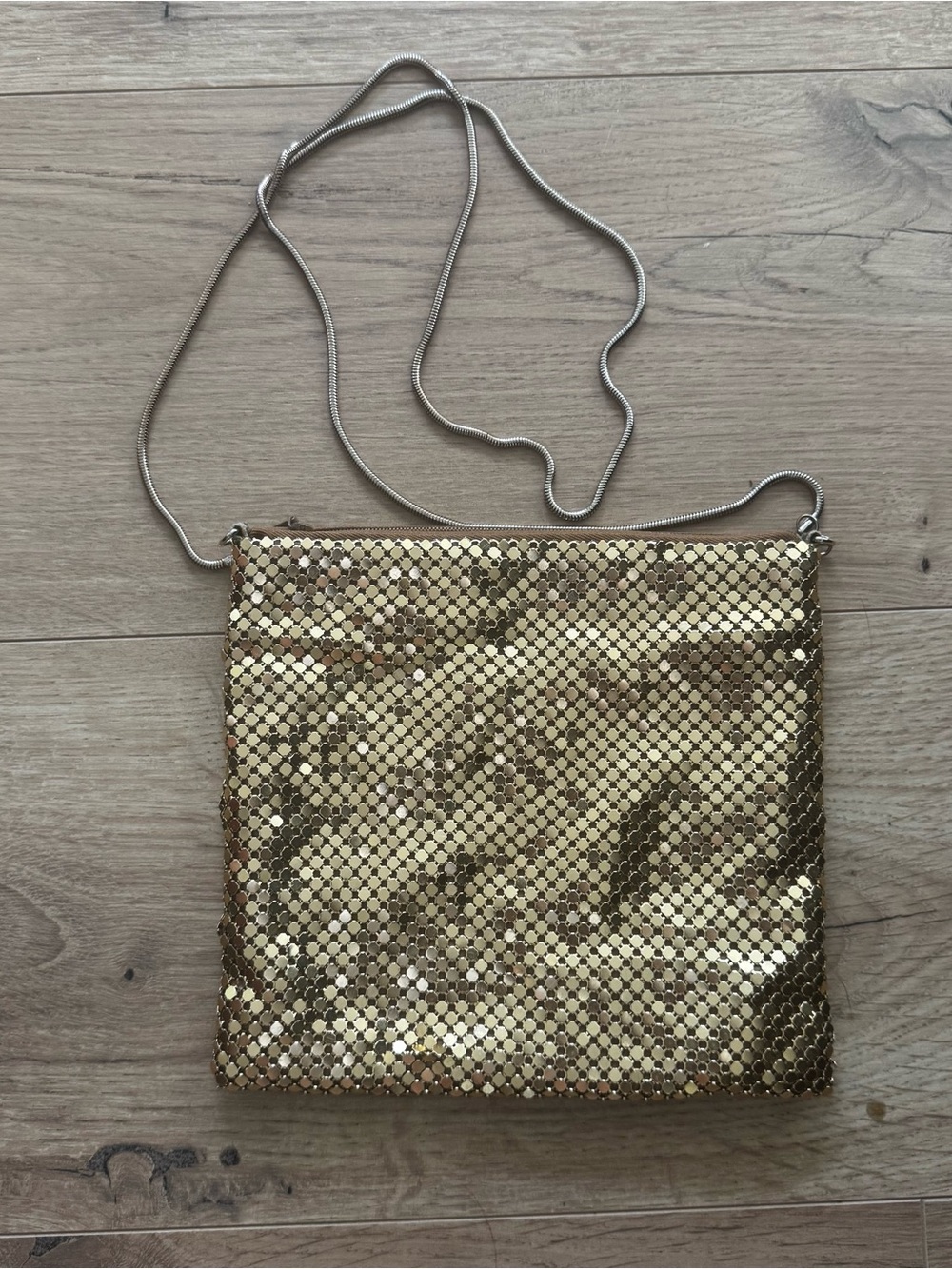 Gold Sequin Crossbody Evening Bag with Chain Strap